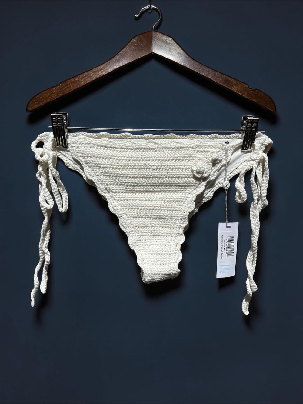 🌻NEW w.tag Frankies Bikinis Mackenzie Crochet String Bikini Bottom White sz XL